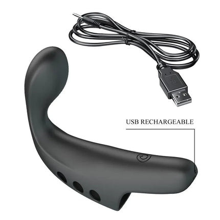 Gorgon Stimulator 10 vibration functions with USB rechargeable cable, black silicone body