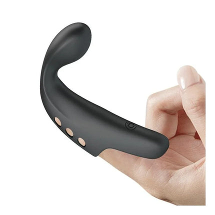 Gorgon Stimulator 10 vibration functions, black silicone pleasure toy in hand