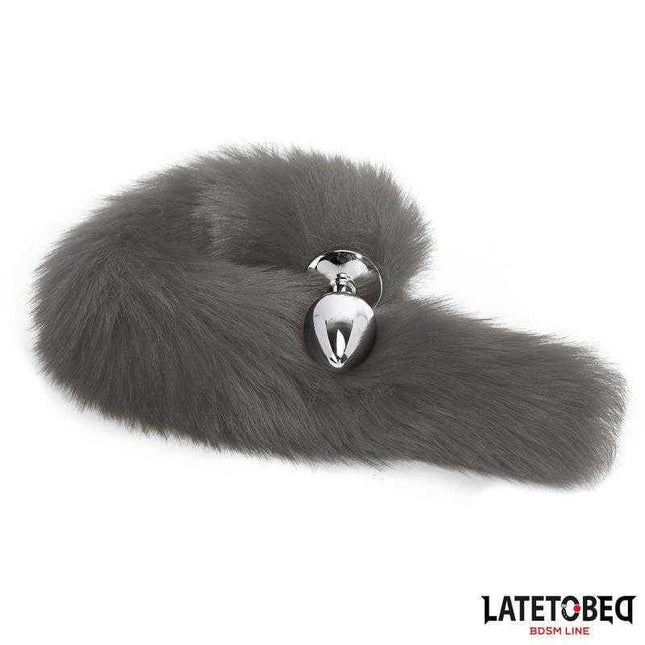 Gray 40 cm Anal Plug with Silky Tail from Latetobed BDSM Line