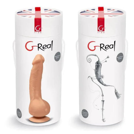 Greal Vibe Flesh vibrator in packaging with realistic, hypoallergenic BioSkin silicone design.