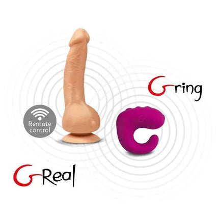 Greal Vibe Flesh with ergonomic design and BioSkin silicone for lifelike sensations, showcased with accompanying remote control.