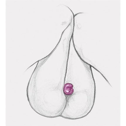 Illustration depicting the Gring XL Sweet Raspberry vibrating ring in use, emphasizing its ergonomic design and vibrant color.