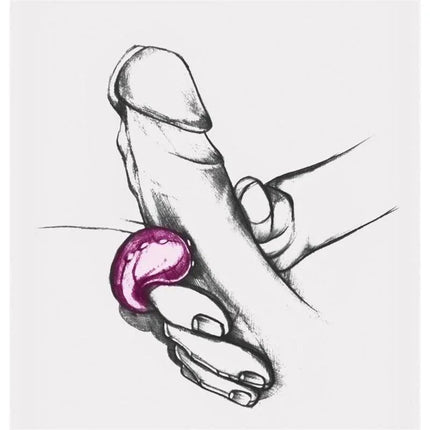 Hand holding Gring XL Sweet Raspberry vibrating ring, demonstrating ergonomic design for enhanced stimulation.