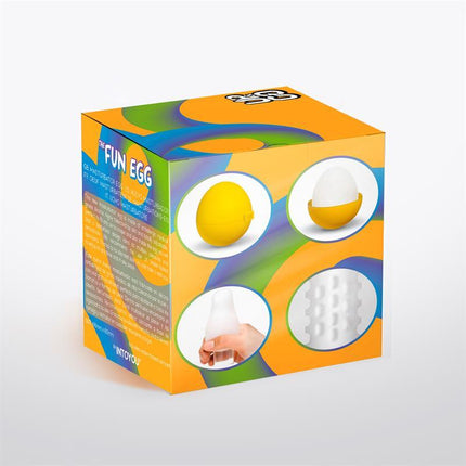 Grovy Masturbator Egg Elastic Yellow packaging showing features and design