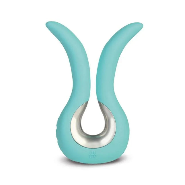 Gvibe Mini Stimulator Tiffany Mint ergonomic design with two silicone wings, premium hypoallergenic silicone, and smooth motors.