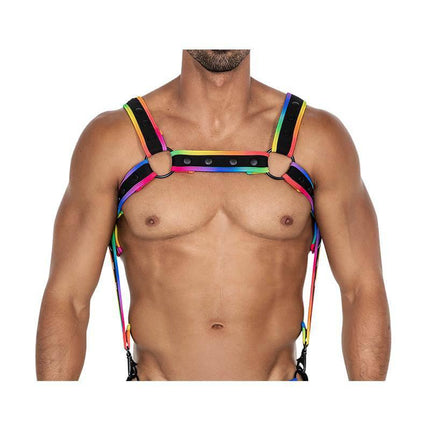 H4RNESS05 Chest Harness Neon MultiColor One size displayed on model