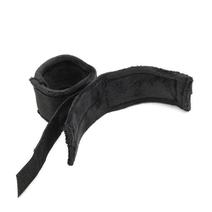 Hand Cuffs with Mask Adjustable Black with soft Velcro fastening for comfort and control, featuring a plush lining.