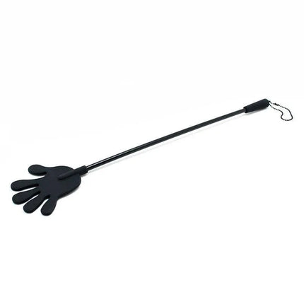 Hand Whip Silicone 42 cm in black, designed for BDSM play, featuring a hand shape for precise control and intensified sensation.