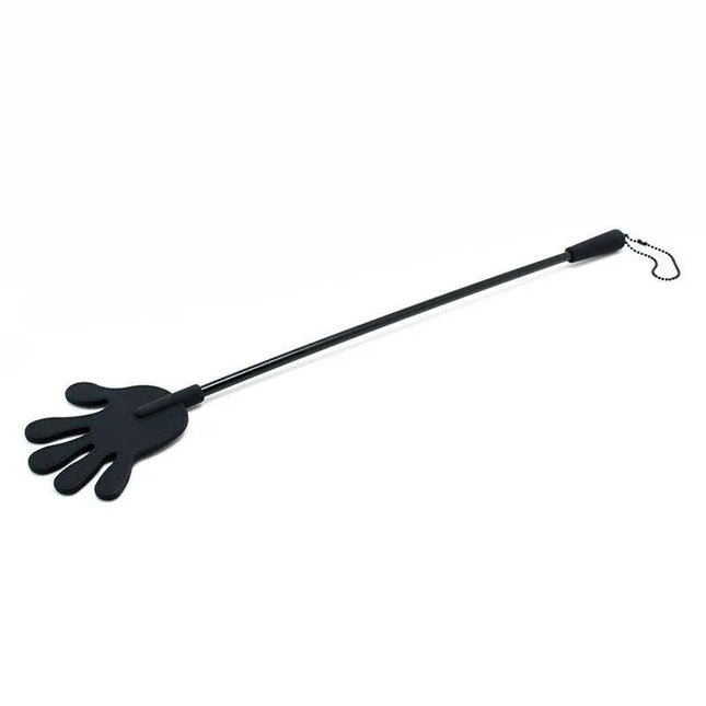 Hand Whip Silicone 42 cm in black, designed for BDSM play, featuring a hand shape for precise control and intensified sensation.