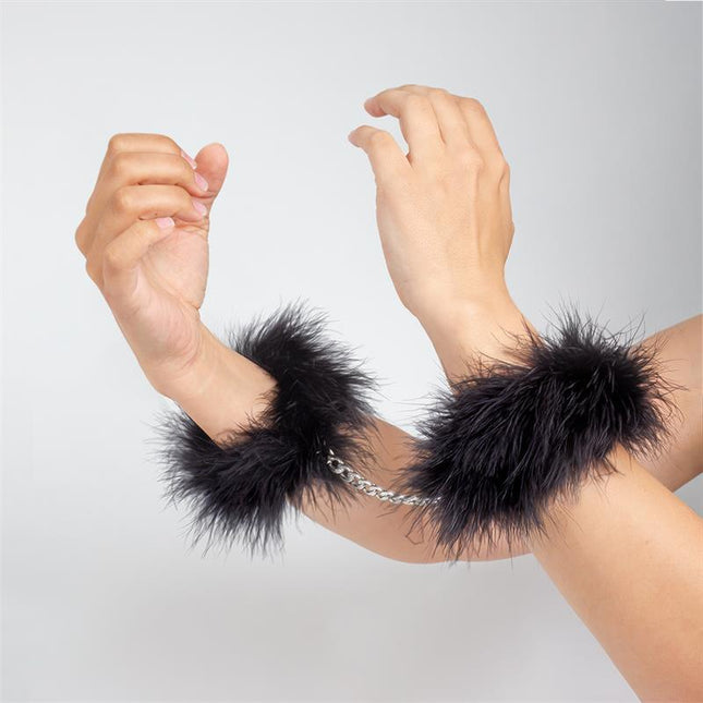 Handcuffs with Marabou Black - Secretsextoys.store