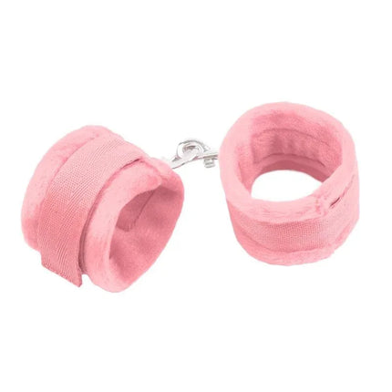 Handcuffs with Velcro with Long Fur Pink, nylon material with soft long fur, adjustable velcro closure, Fetish by Intoyou collection.