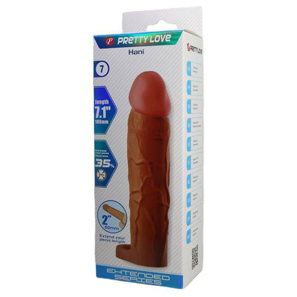 Hani Extended Penis Sleeve packaging emphasizing length and girth enhancement features for intensified intimate experiences.