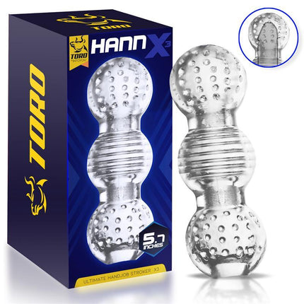 Hannx3 Ultimate Handjob Stroker 5.7 premium manual masturbator with silicone and TPR design for lifelike experience and hygiene.