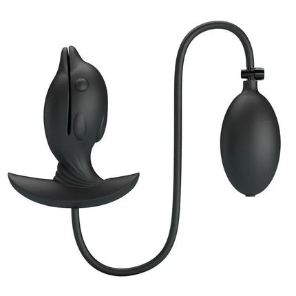 Hanson Inflatable Butt Plug with Vibration showing its inflatable design and pump feature for enhanced anal stimulation.