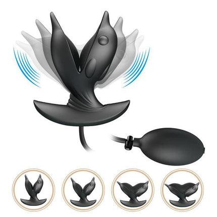 Hanson Inflatable Butt Plug with Vibration showing adjustable inflation and vibration features.