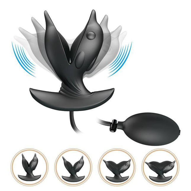 Hanson Inflatable Butt Plug with Vibration showing adjustable inflation and vibration features.