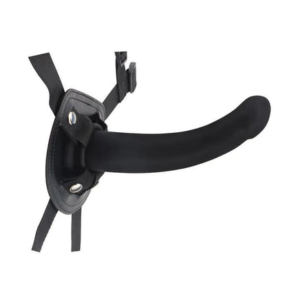 Harness Bend Over For Beginner Silicone, black silicone and faux leather harness ideal for couples' comfort and intimacy.