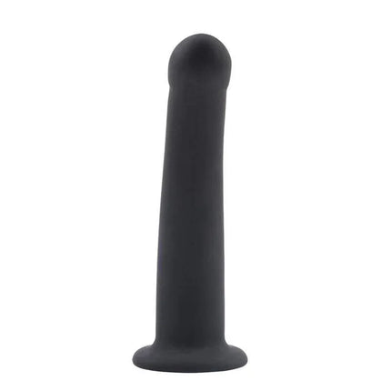 Black silicone dildo for Harness Bend Over For Intermediate Silicone, smooth finish, designed for comfort and reliable stimulation.