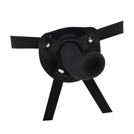 Harness Bend Over For Intermediate Silicone with black dildo and adjustable faux leather straps.