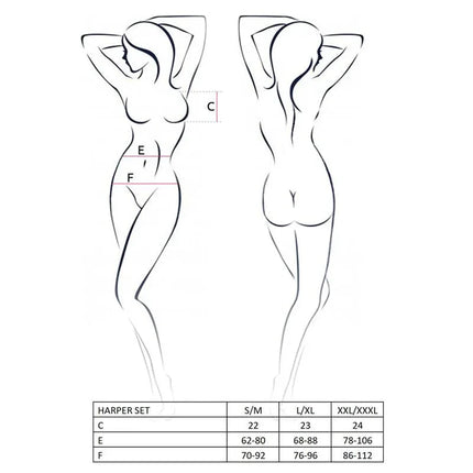 HARPER Set Red/Black size chart illustration for precise fitting.