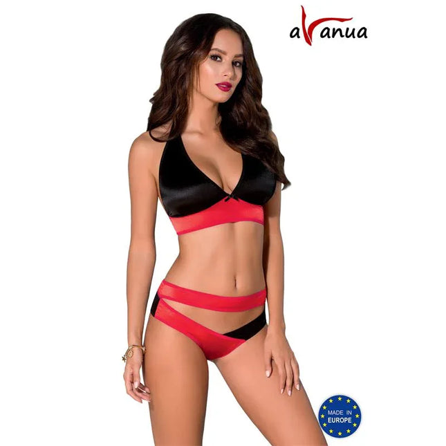 HARPER Set Red/Black lingerie ensemble showcasing vibrant red and black two-piece design with elegant detailing, perfect for romance.