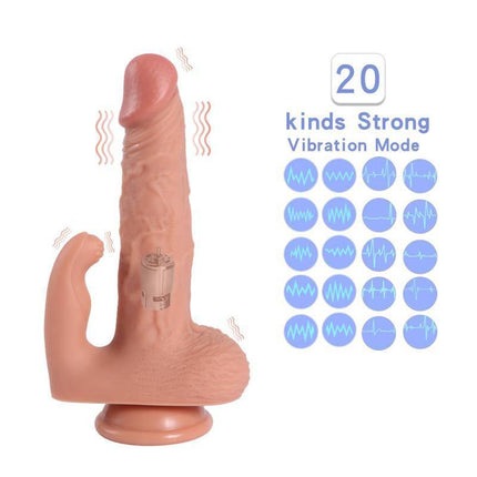 Haydon Dildo with 20 Modes of Vibration and Clitoris Stimulator, realistic design, suction base, waterproof, wireless remote