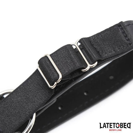 Close-up of adjustable Head Harness with Ball Gag and Nose Hook, featuring secure straps for customized fit.