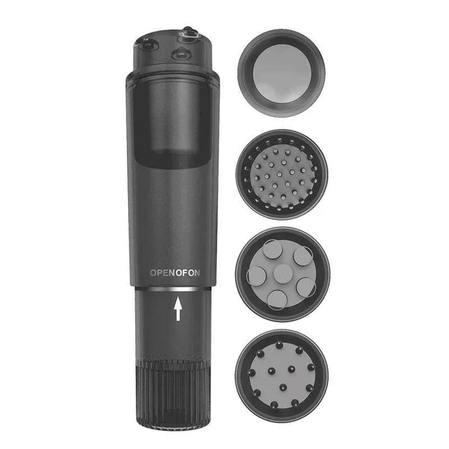 Heady Stimulator Multi-Head Black with four interchangeable heads for varying sensations.