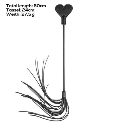 Heart Paddle with Flogger 60 cm featuring a heart-shaped crop and tasselled flogger design, ideal for BDSM couples.