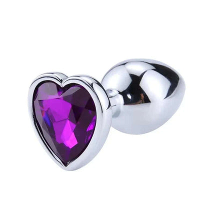 Heart Shaped Butt Plug Purple Lavender Size S with rose coral jewel, 7 cm, ideal for beginners, elegant design for stylish anal play.