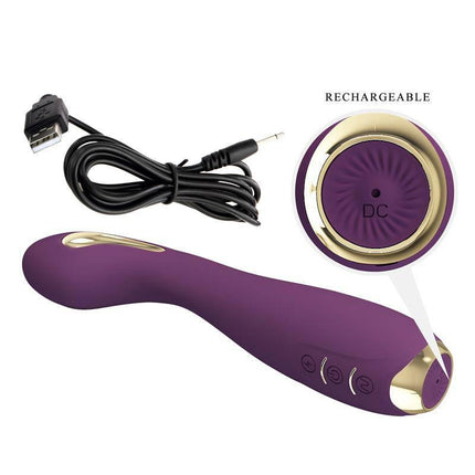 Hector Electroshock Vibe with App featuring a powerful vibrator and charging cable, showcasing versatile features and controls.