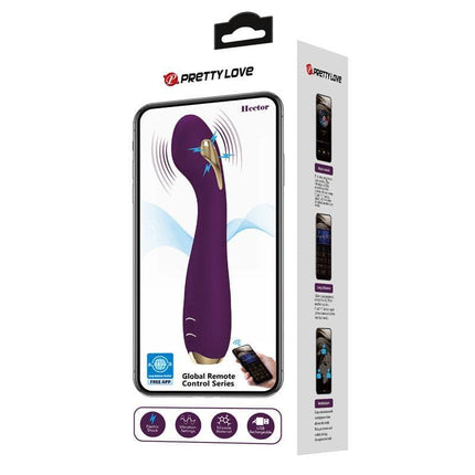 Hector Electroshock Vibe with App in packaging showing Bluetooth compatibility and features for versatile pleasure control.