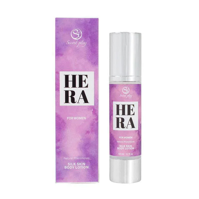 Hera Silk Skin Body Lotion 50ml bottle with box, featuring truffle-inspired allure for enhanced attractiveness and confidence.