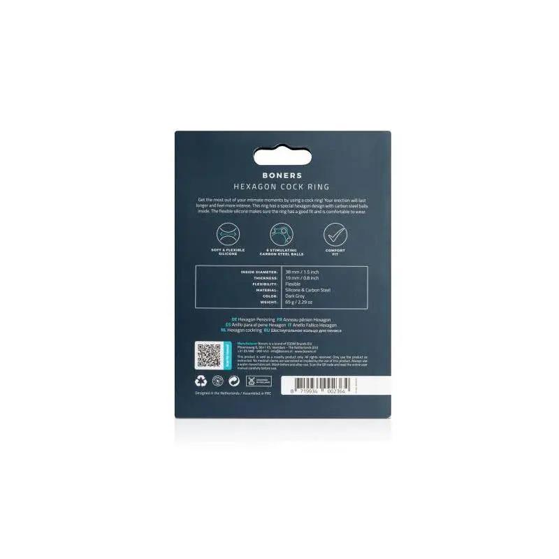 Hexagon Cockring With Steel Balls - secretsextoys.store