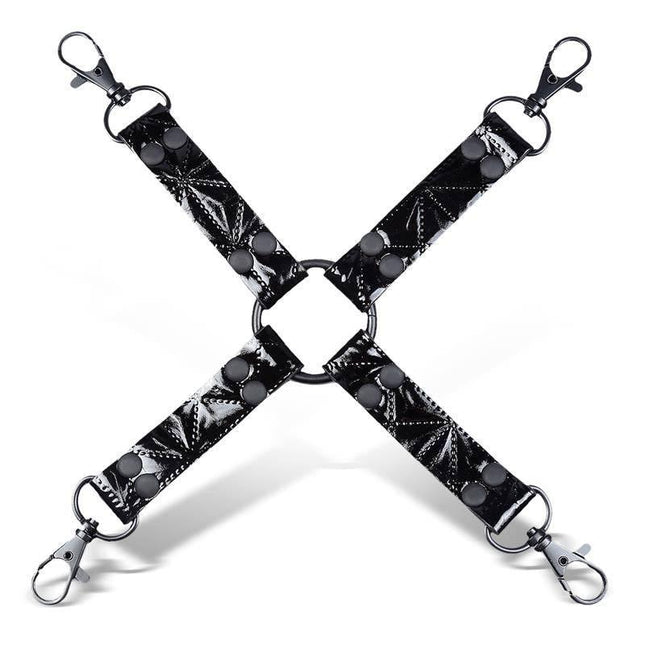 Luxury Hog Tie Sapphire Vegan Leather with nickel-free soft vegan leather in black and gray for versatile bondage play