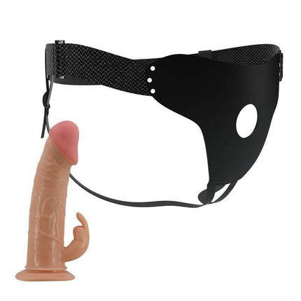 Hollow Strap-on Harness wt Dildo 19 cm Mavis with realistic 19 cm dildo and adjustable straps for secure fit.