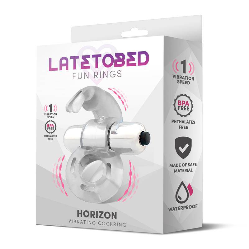 Horizon Vibrating Penis Ring with Rabbit Clear - secretsextoys.store