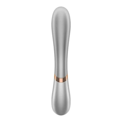 Hot Lover Heat Effect Vibe with APP Silver and Champagne dual-stimulation device in silver and champagne finish, 12 vibration functions
