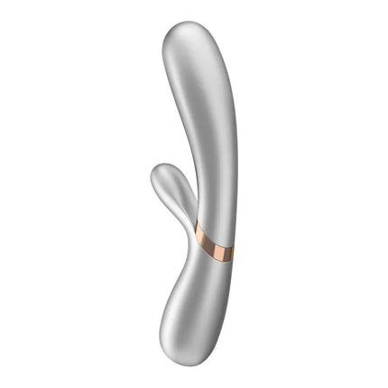 Hot Lover Heat Effect Vibe with APP Silver and Champagne dual-stimulation pleasure device, featuring dual motors and heat function.