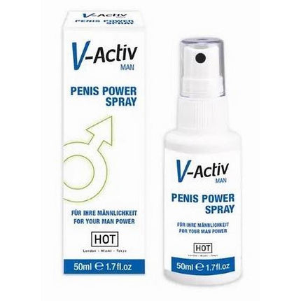 Hot V-Activ Penis Power Spray for Men 50 ml bottle and packaging