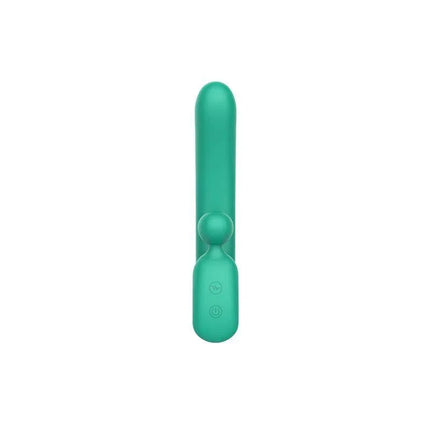 Hreindyri Vibe Silicone USB Stimulator for Ultimate Fun with dual motors and 10 vibration functions in green.