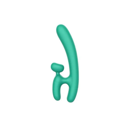 Hreindyri Vibe Silicone USB Stimulator for Ultimate Fun featuring innovative design and dual motors in a green silicone body.