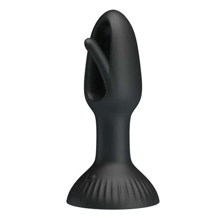 Hubert Anal Plug with 7 Wiggling for prostate stimulation, waterproof and rechargeable; black, smooth silicone design for comfort.