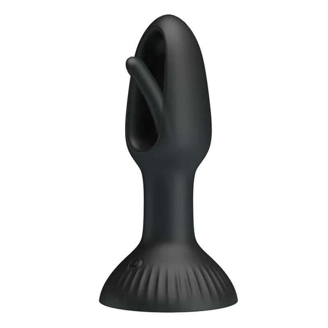 Hubert Anal Plug with 7 Wiggling for prostate stimulation, waterproof and rechargeable; black, smooth silicone design for comfort.