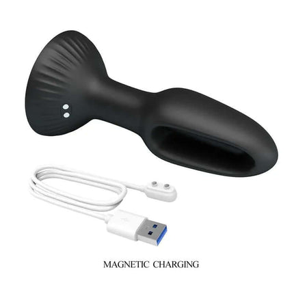 Hubert Anal Plug with 7 Wiggling, featuring magnetic USB charging, prostate stimulation, waterproof silicone design.