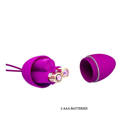 Purple Huevo a Control Remoto Silicone Cover Clave 72 with batteries visible, showcasing body-safe material for discreet pleasure.