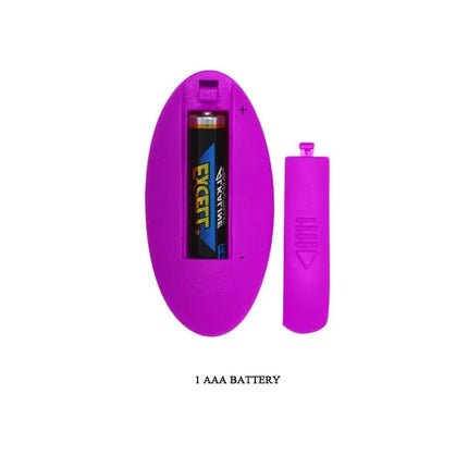 Purple battery compartment of Huevo a Control Remoto Silicone Cover Clave 72 with AAA battery visible
