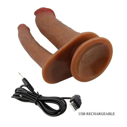 Hulbert Double Dildo with Vibration featuring dual-end design and USB rechargeable feature for versatile, shared pleasure.
