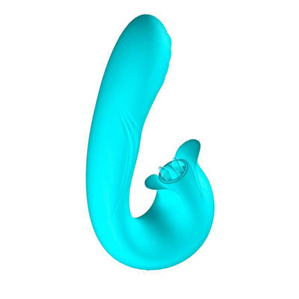 Hydra Vibe with Pulsation and Clitoris Stimulating Tongue 3 Motors USB in turquoise, showcasing innovative design for enhanced pleasure.