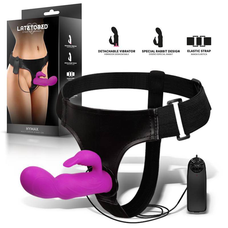 Hymax Strap - On Harness Multi - Speed Vibe with Rabbit and Remote Control - secretsextoys.store